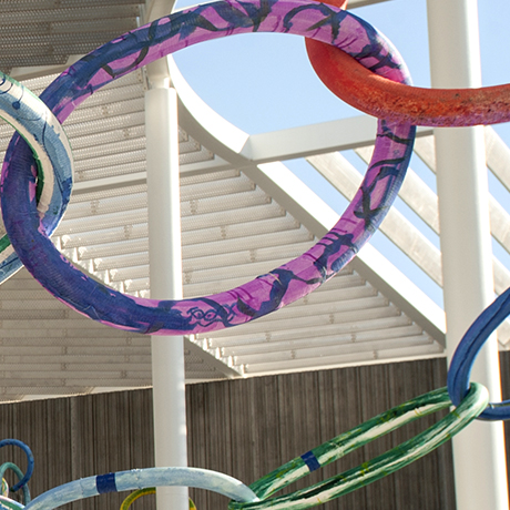closeup of decorative paper rings
