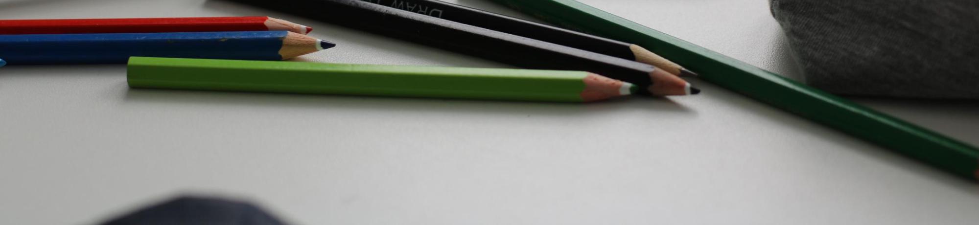 keyboard and pencils